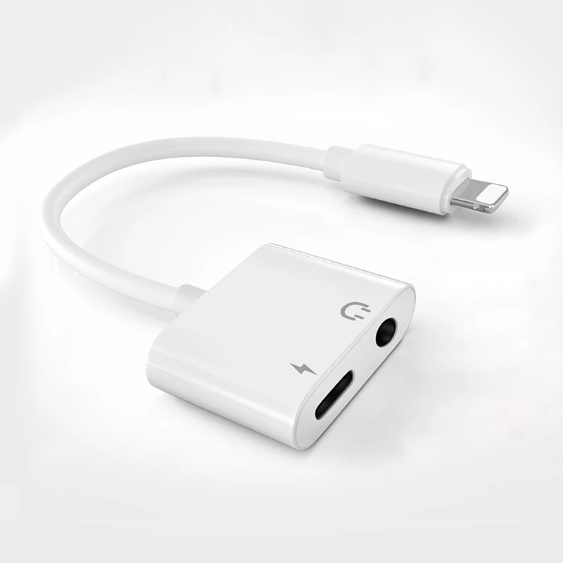 2 в 1 аудио адаптер наушники с зарядным устройством кабель для iPhone X XS Max XR 7 8 Plus Aux Jack гарнитура 3,5 мм сплиттер для наушников - Цвет: Белый