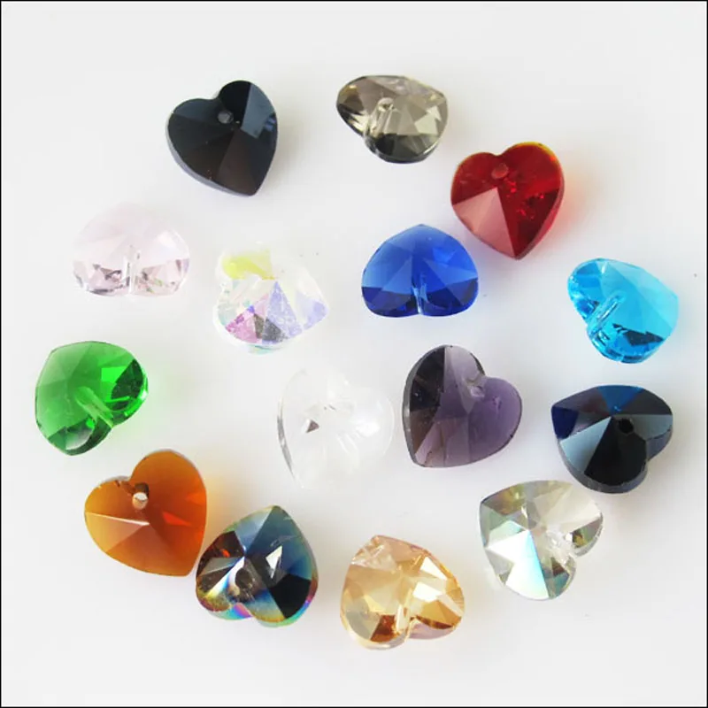 

20Pcs Faceted Heart Glass Crystal Rondelle Spacer Beads Charms 10mm