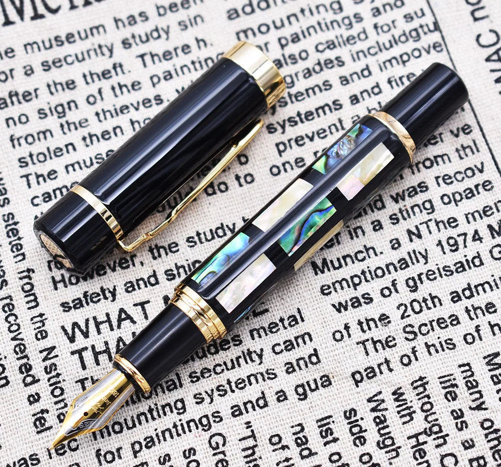 Перьевая ручка Jinhao с ярким жемчугом и зеленым морским узором средний наконечник