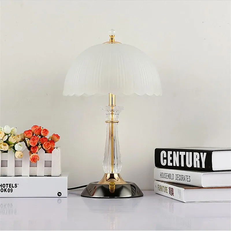 American Country Fashion Crystal Milk White Glass Led E27*2 Table Lamp for Living Room Bedroom Bedside AC 80-265V 1306 | Освещение