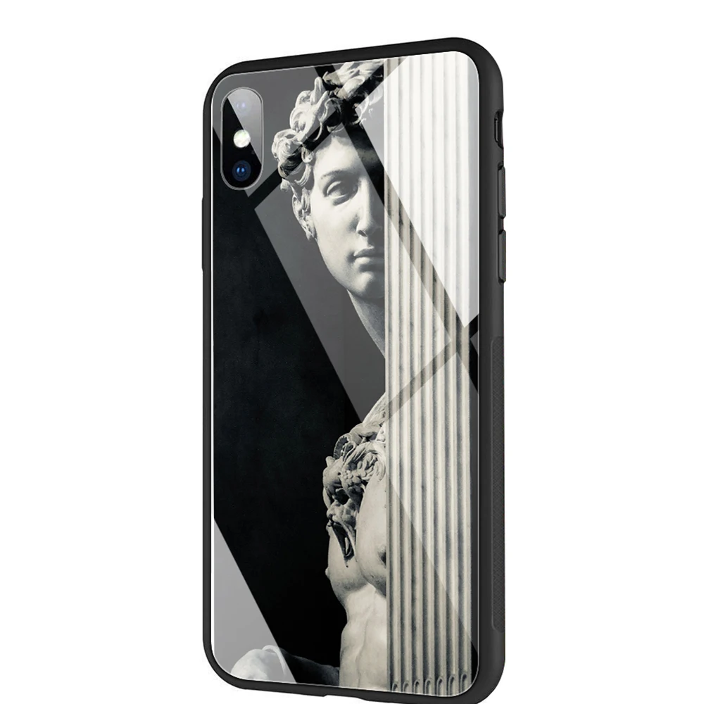 YIMAOC Michelangelo художественная статуя эстетический чехол из закаленного стекла для iPhone 11 Pro XS MAX XR X 8 7 6 6S Plus - Цвет: TG10