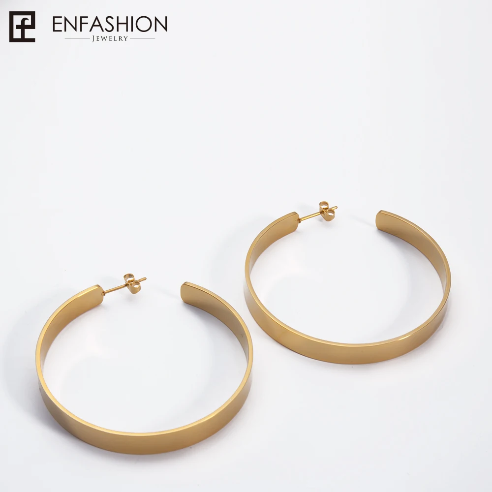 Enfashion винтажные большие серьги-кольца матовые серьги золотистого цвета из нержавеющей стали круглые серьги для женщин ювелирные изделия 171026