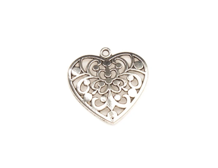 FREE SHIPPING 40pcs tibetan silver metal flower Heart charms A30123