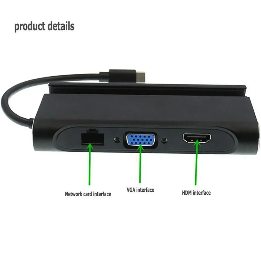 Type-C to HDMI/VGA RJ45 HUB Adapter 3 USB3.0 Port Hub Type C Multi-function Docking Station for Macbook with Phone Holder Stand |