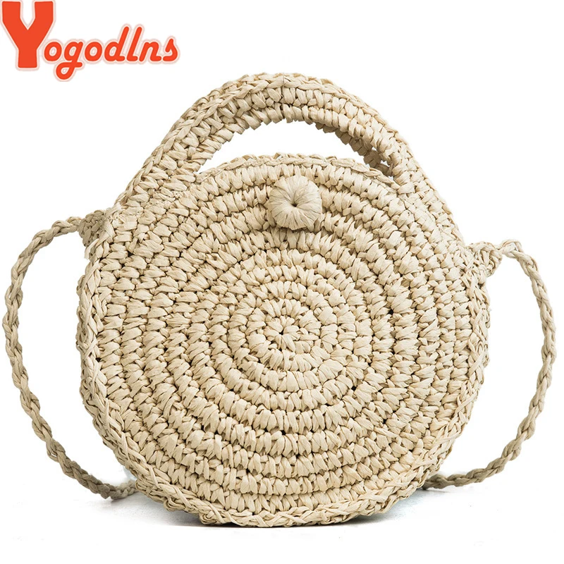 Yogodlns круглые соломенные сумки женская летняя сумка из ротанга ручная работа