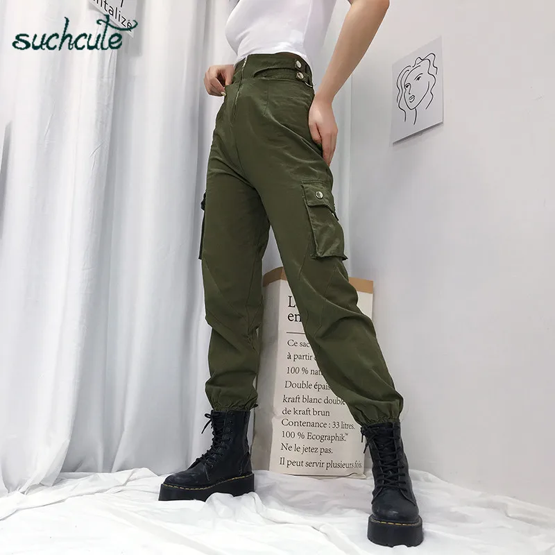 SUCHCUTE Для женщин брюки в стиле «панк-карго штаны с карманами на молнии в стиле пэчворк; брюки теплые штаны; брюки готика, Харадзюку Бриджи женской одежды