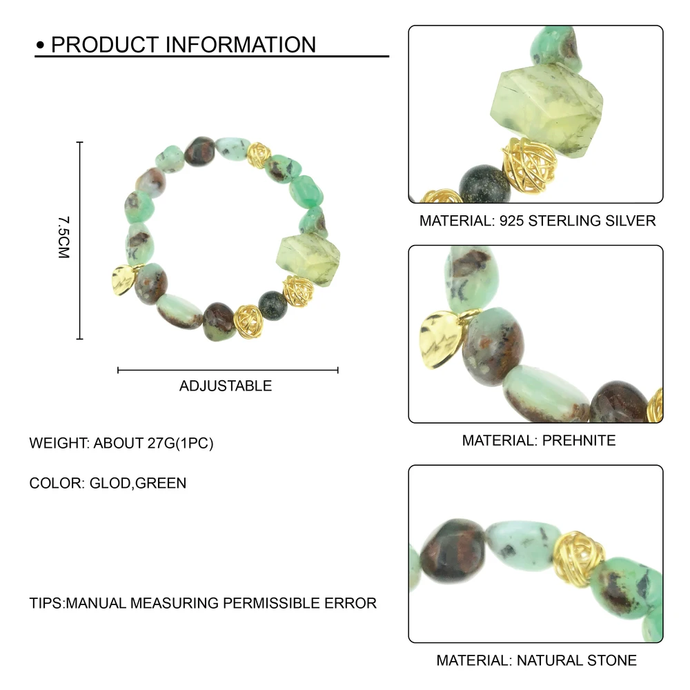 Prehnite Simple Wool yarn ball Charm Bracelets XEEWOOX Natural Stone 18K gold Plated Fine Jewelry Gift Fashion Week Designer | Украшения и