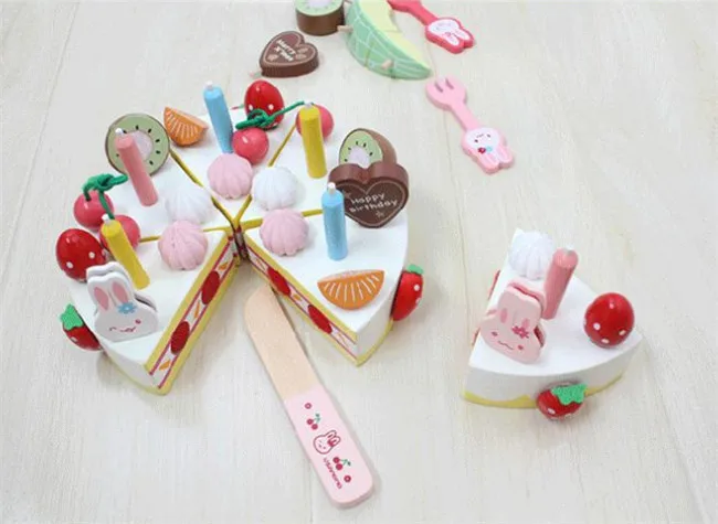 

New wooden toy MOMO rabbit fruit cake Baby toy