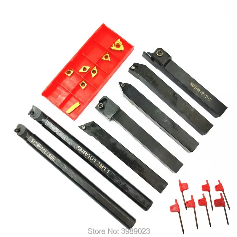 

7pcs 12mm Shank Lathe Set Boring Bar Turning Tool Holder Kit With Carbide