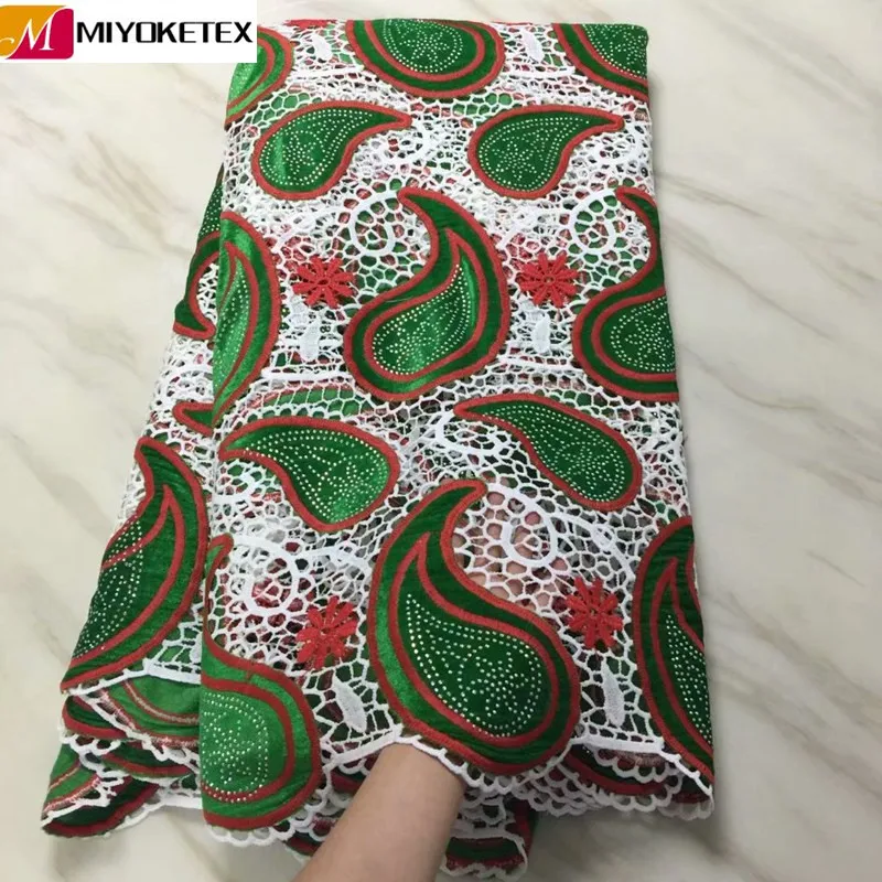 Модный молочный Шелковый материал африканская белая кружевная ткань и черные