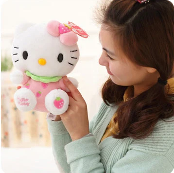 Плюшевые игрушки с рисунком клубники котенка Hello Kitty детские подарки для девушки
