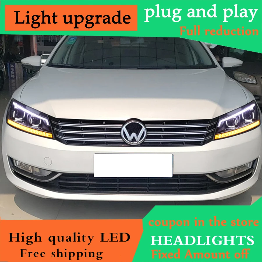 D YL Стайлинг автомобиля для VW Passat B7 фары 2011 2019 2015 2018 Америка CC светодиодные DRL Bi Xenon