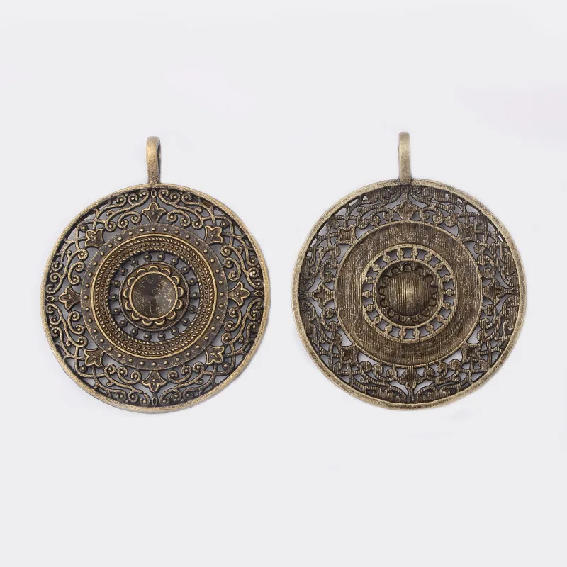 2 шт. старинное серебро/бронза/золото Boho в богемном стиле с открытым Вихрь цветов подвеска амулет для Цепочки и ожерелья ювелирных изделий, украшения своими руками, 56x68 мм - Окраска металла: antique bronze