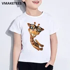 Детская летняя забавная футболка с коротким рукавом для девочек и мальчиков с животными, Детская футболка с 3D-принтом жирафа, повседневная детская одежда, ooo2159