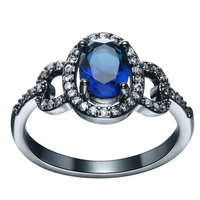 blue crystal fashion silver color rings cz zircon jewelry for wedding rings women elegant flower charming jewellery women bijoux