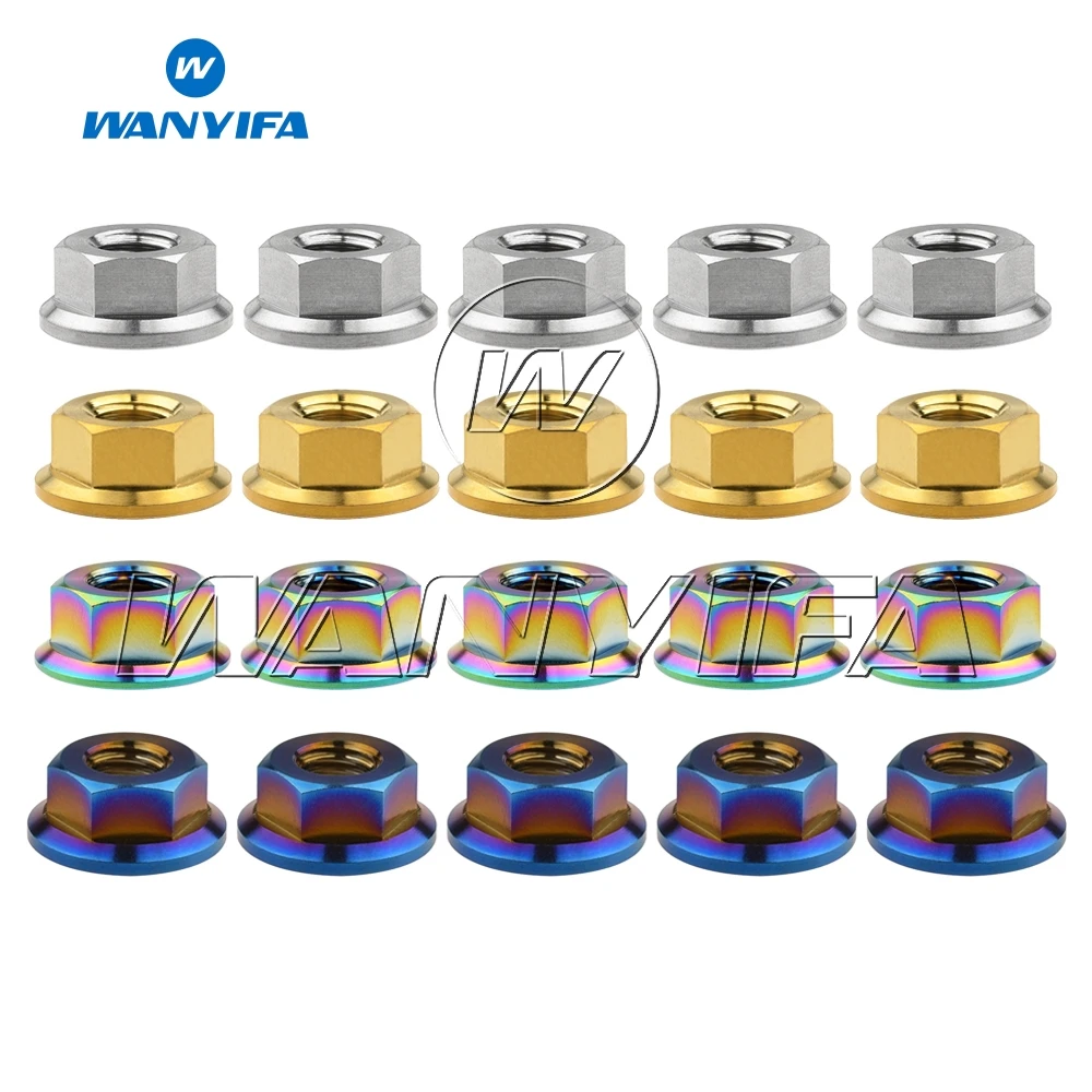 Wanifa M8 x 1 25 мм Шаг DIN6923 титановый Ti Фланец гайка для мотора велосипеда аксессуары 5