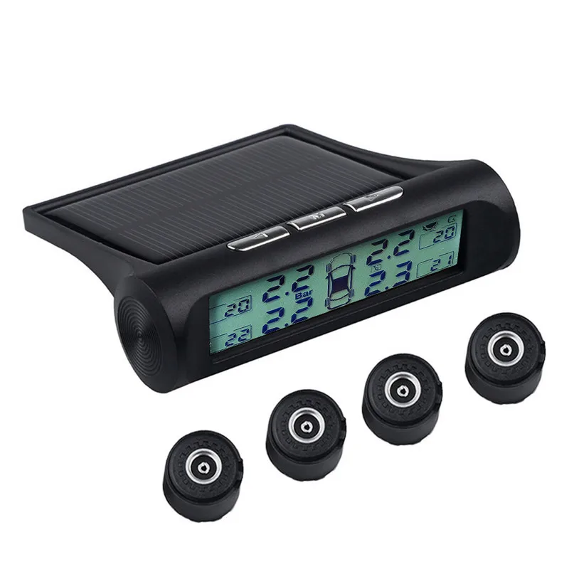 Dark Grey Умный автомобиль TPMS Датчик давления в шинах Солнечная зарядка беспроводной ЖК-дисплей HD дисплей с внешними датчиками для Kia Audi Toyota - Цвет: Dark Grey