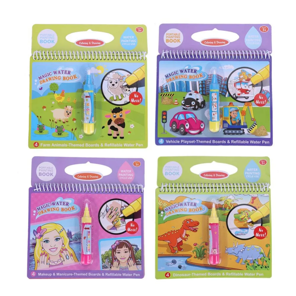 

Portable Magic Water Coloring Drawing Book with Magic Pen Painting Board For Kids Children Education Drawing Toys