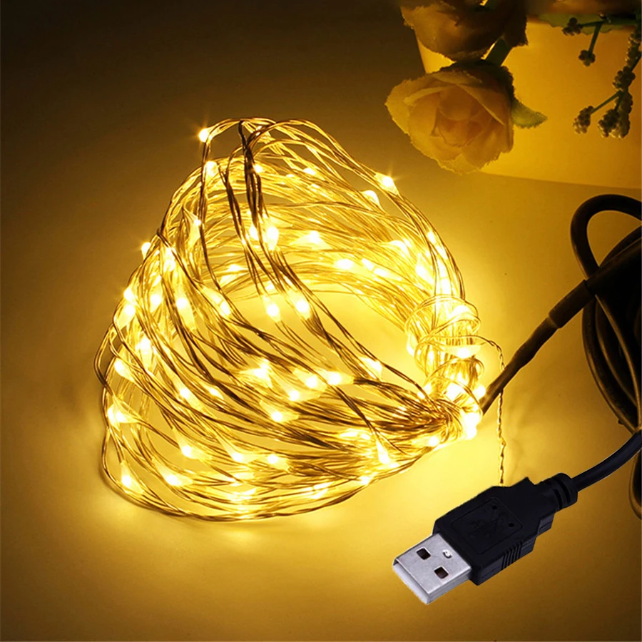 СВЕТОДИОДНАЯ Гирлянда BEIAIDI медный светодиодный д с питанием от USB праздничный