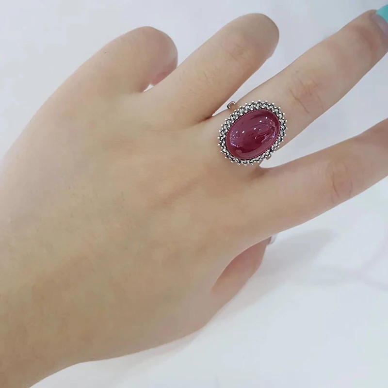 Женское кольцо из серебра 100% пробы с драгоценными камнями 16 х12 дюймов