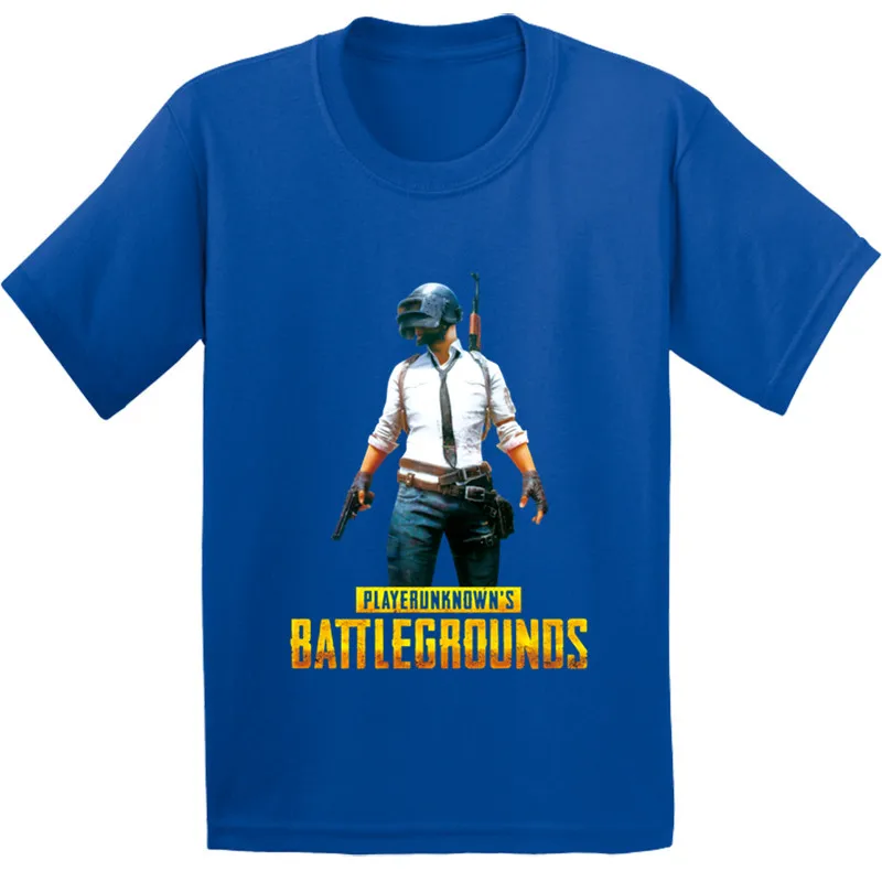 Blue A Детская Хлопковая футболка с рисунком игры Playerunknown's Battlegrounds PUBG; забавная одежда для малышей; Повседневная футболка для мальчиков и девочек - Цвет: Blue A