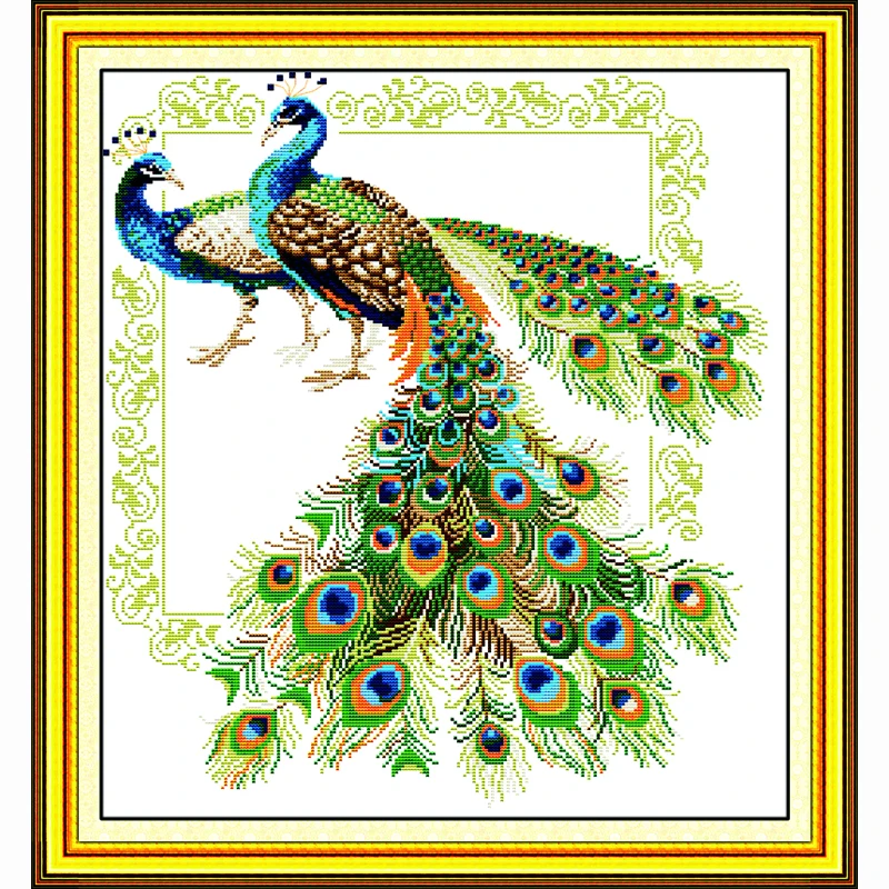 Набор для вышивки Lucky peacocks 14ct крестиком DIY DMC наборы домашний декор | Дом и сад
