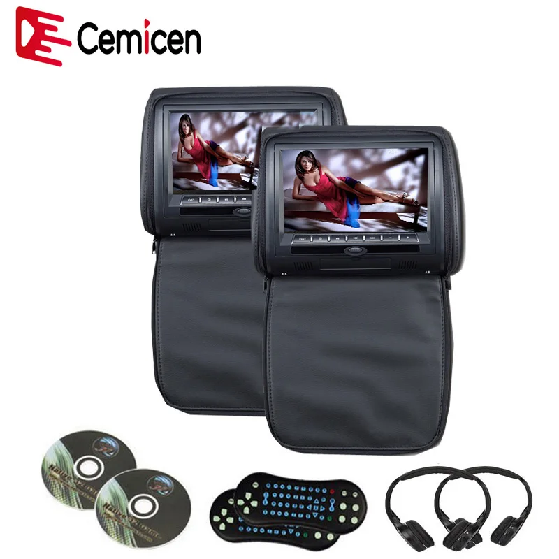 Cemicen 2 шт. 9 дюймов Автомобильный подголовник dvd-плеер Монитор цифровой экран с USB/SD/IR/FM передатчик/динамик/игра Дистанционное управление