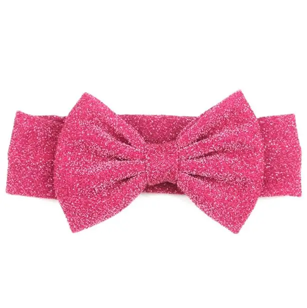hot pink 1 предмет, розничная, комплект для девочек эластичная повязка на голову для детей с блестками 5 ''бант повязка на волосы" тюрбан "аксессуар для волос для детей эластичные резинки для волос головы - Цвет: hot pink