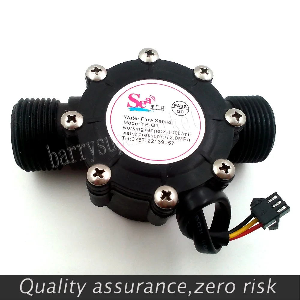 

Water Pipe Flow Meter Sensor Counter Indicator Hall Water Heater Accessories Flowmeter DN25 G1 Flow Range 2-100L/min