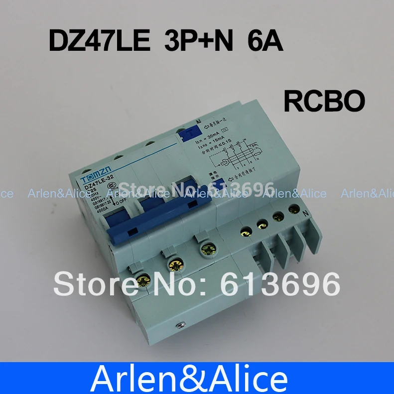 DZ47LE 3P + N 6A 400V ~ 50 HZ/60 HZ автоматический выключатель остаточного тока с защитой от