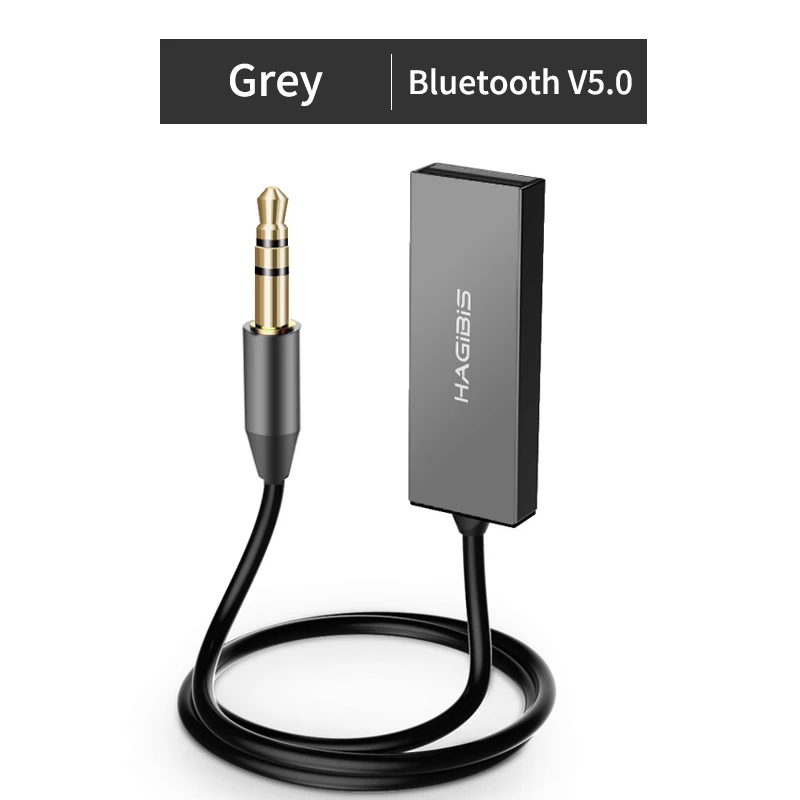 Alloy Grey Bluetooth-приемник hagides с адаптером Bluetooth 5,0, AUX аудио разъем 3,5 мм, стерео беспроводной передатчик для автомобильных динамиков, наушников - Цвет: Alloy Grey