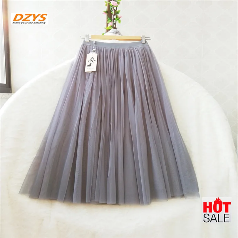 

2019 New fine mesh skirt in long skirt, fluffy skirt fairy big pendulum skirt nude pink fresh show skinny yarn skirt