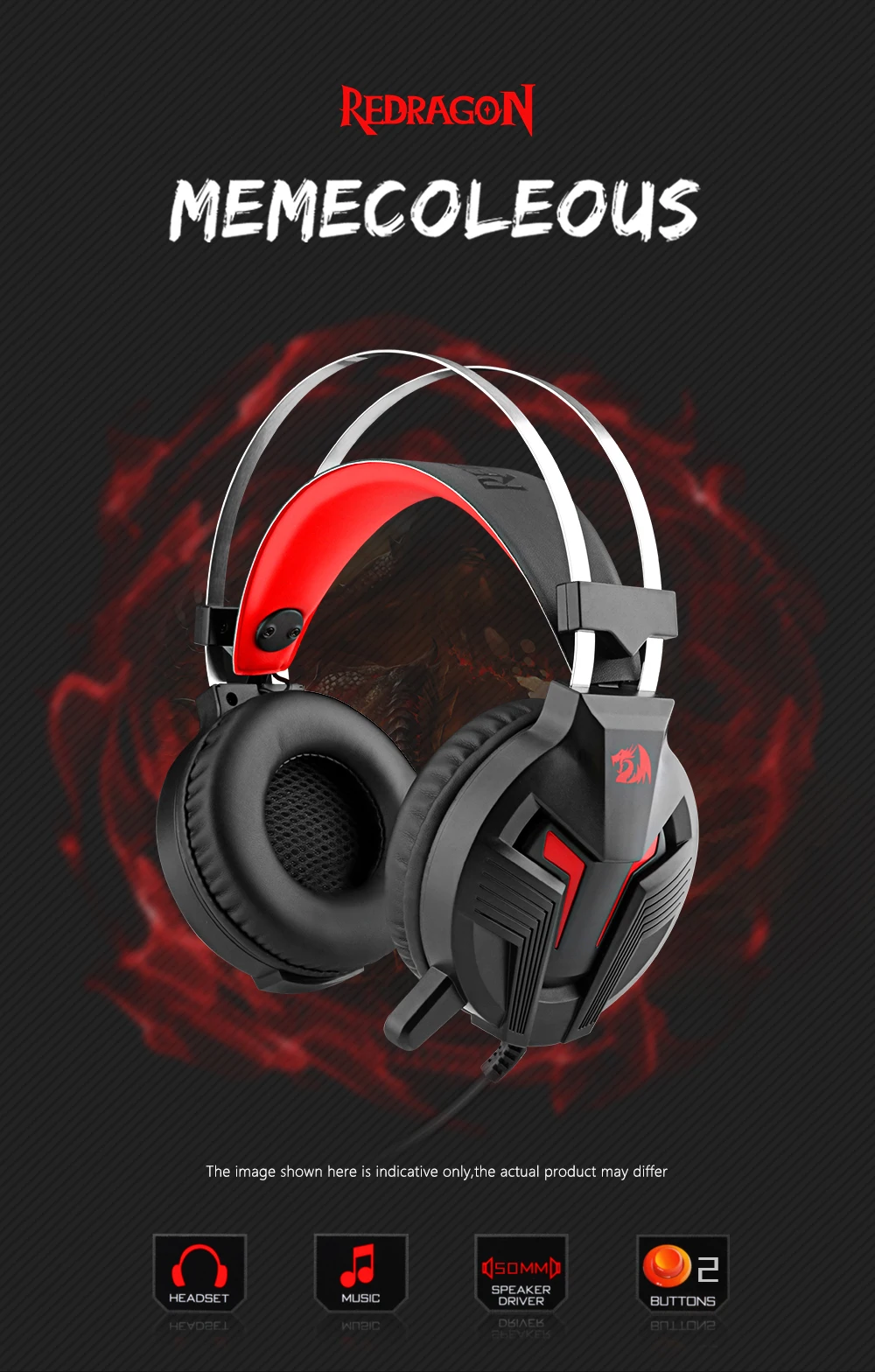 Игровая гарнитура Redragon H112 для геймера, для ПК, PS4, переключатель Surround Pro, Проводная компьютерная стереогарнитура с шумоизоляционным микрофоном