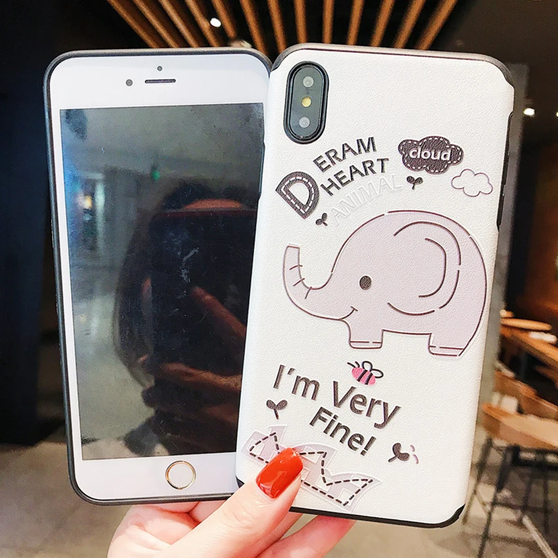 Милый мультяшный чехол для iPhone 7 8 6 6s Plus Животные ПК + ТПУ X XS Max XR бампер Funda Capa |