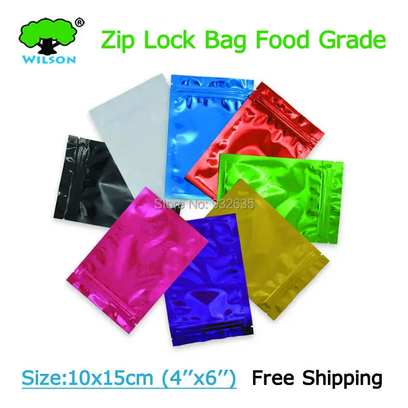 Плотные пластиковые пакеты на молнии 10x15 см (4x6 дюймов) 100 шт. глянцевые цветные