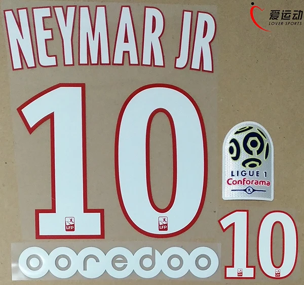 17/18 NEYMAR JR #10 домашний комплект + Ligue 1 PATCH OOREDOO nameset|ligue patch|patches patchespsg home |