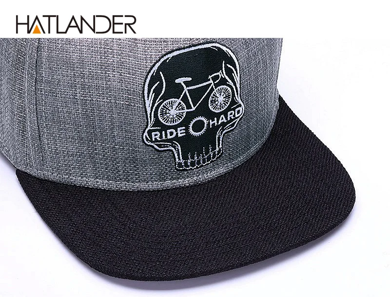 HATLANDER, оригинальная бейсболка, Мужская бейсболка, брендовая, вышивка, Череп, крутая, хип-хоп кепка, 6 панелей, кость, лен, скелет, спортивные шапки