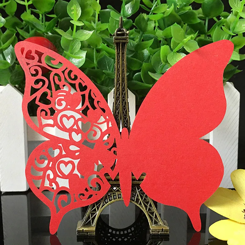 50 шт. бабочка Лазерная резка стеклянные бумажные карты чашки место детский душ