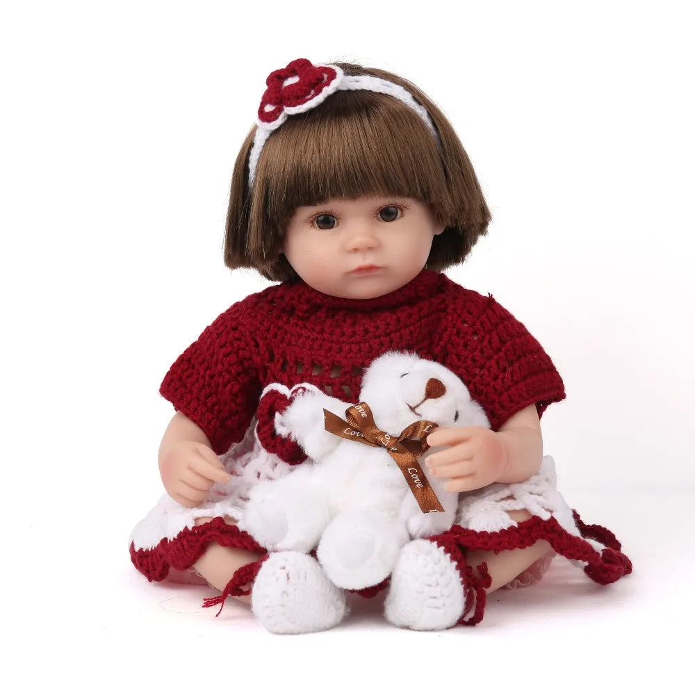 45 см Reborn Baby Doll подарок для девочки Мягкий силикон 16 дюймов красный свитер ткань