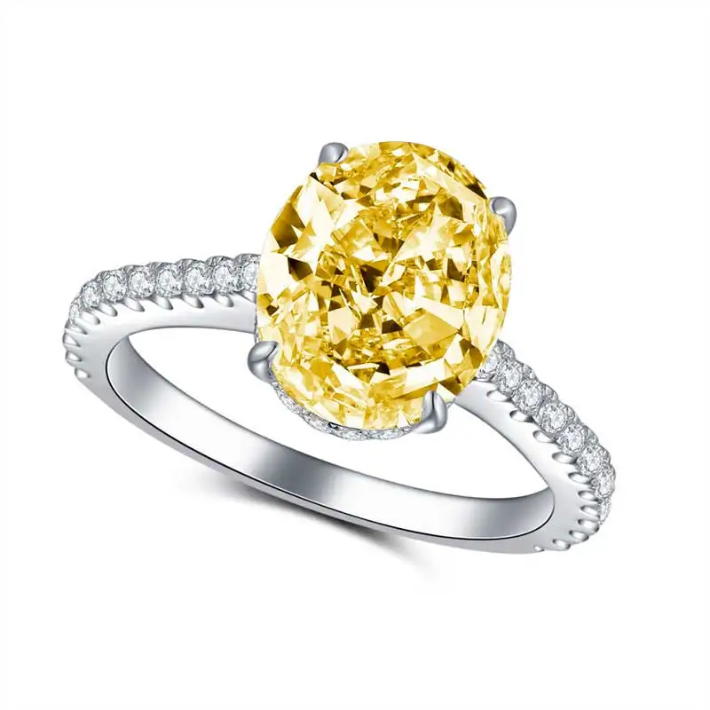 COLORFISH роскошные 4 ct Solitaire овальное кольцо из натуральной 925 пробы серебряные