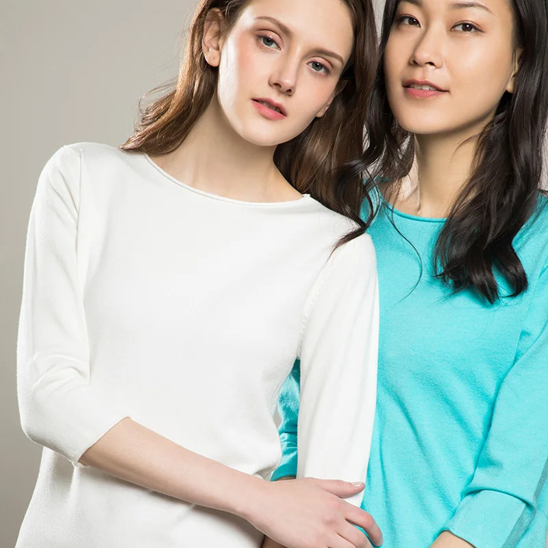 Женская футболка с коротким рукавом 3/4 однотонные трикотажные пуловеры Harajuku