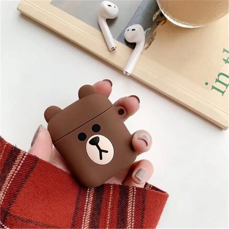 Мультяшный беспроводной Bluetooth чехол для наушников Apple AirPods силиконовый зарядный