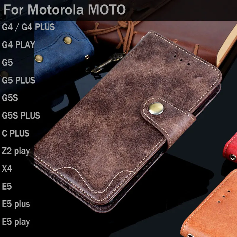 Чехол для Motorola moto G4 G5 E5 C Plus Z2 Play X4 G5S funda роскошные винтажные кожаные чехлы