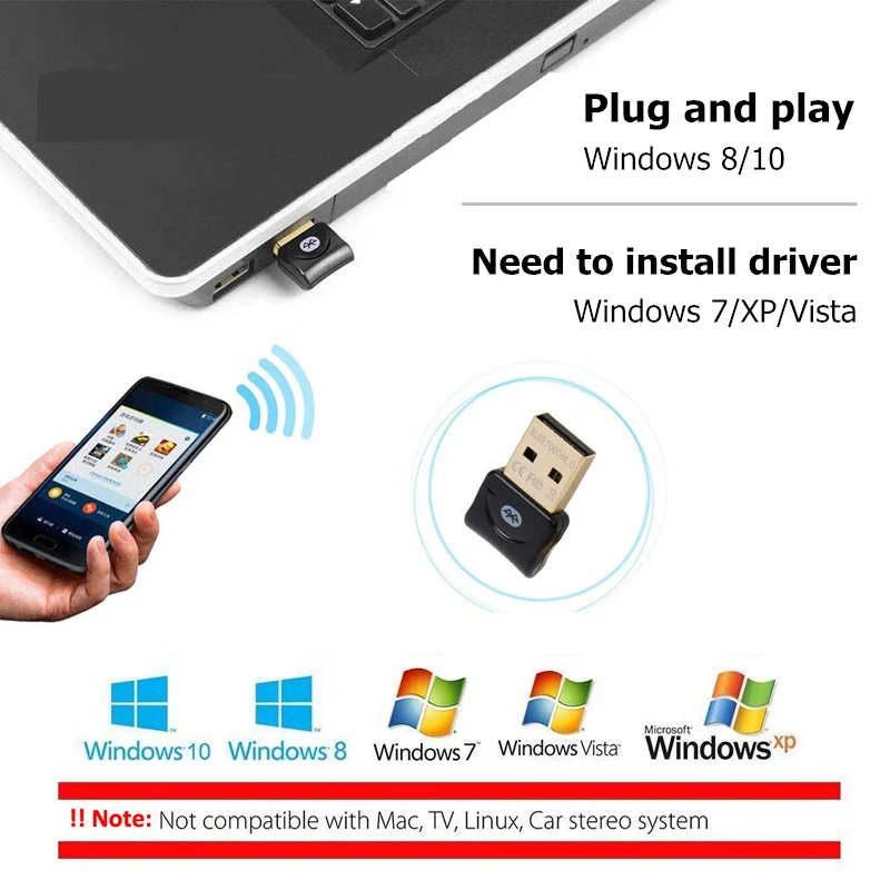 Беспроводной USB адаптер Bluetooth 4 0 музыкальный звуковой приемник передатчик для