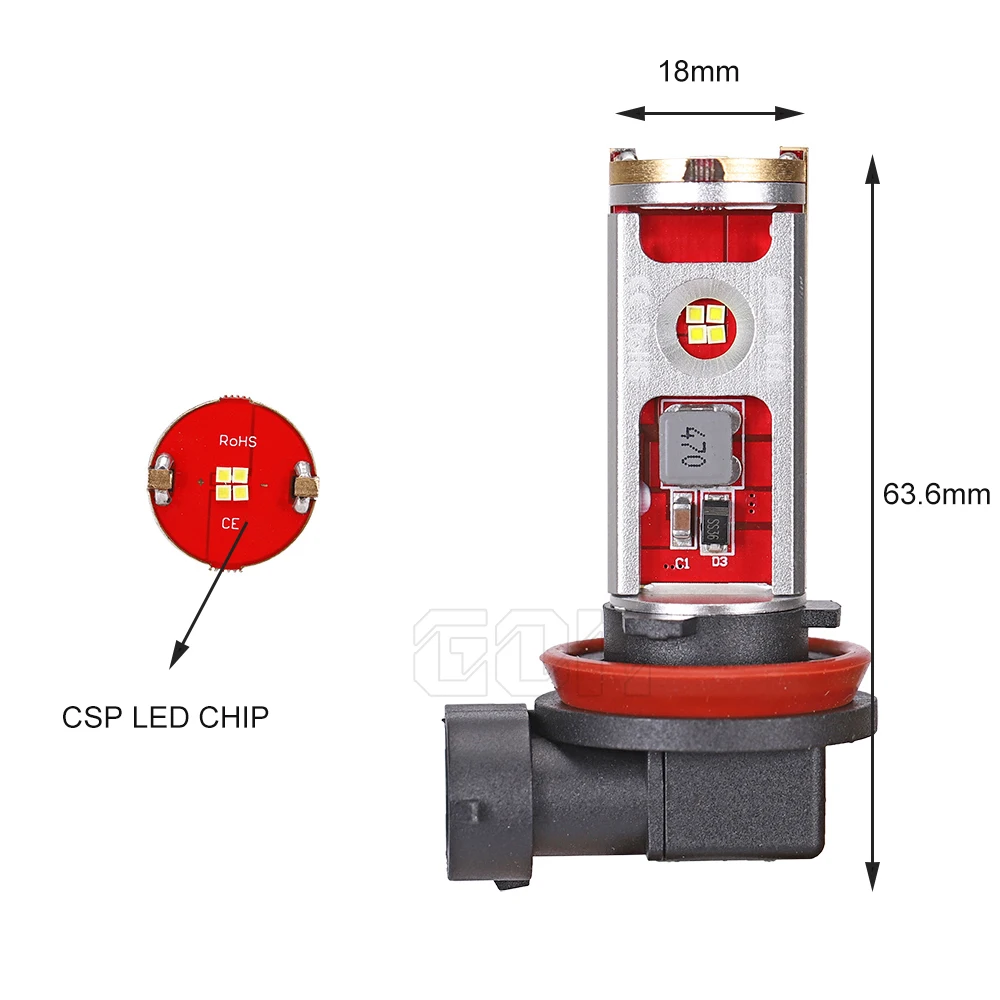 10х машина H8 H11 led H1 H3 h7 h4 hi/короче спереди и длиннее сзади) 60W 12 W светодиодные лампы