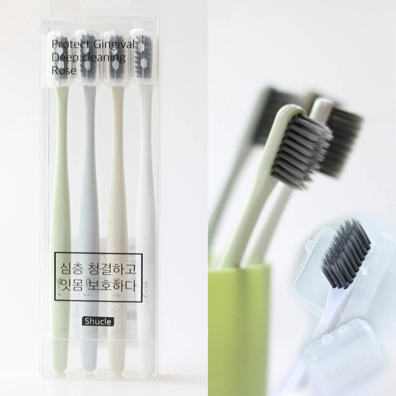 Зубная щетка с бамбуковым углем и пыленепроницаемой крышкой|charcoal toothbrush|bamboo charcoal