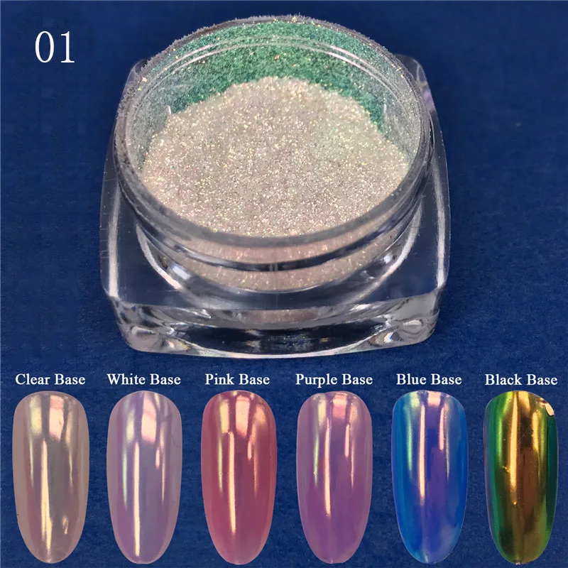01 1 шт неоновый блеск-Порошок Хамелеон зеркало с русалкой блестит Nailart пигмент ногтей Пыль УФ гель голографический порошок для ногтей - Цвет: 01