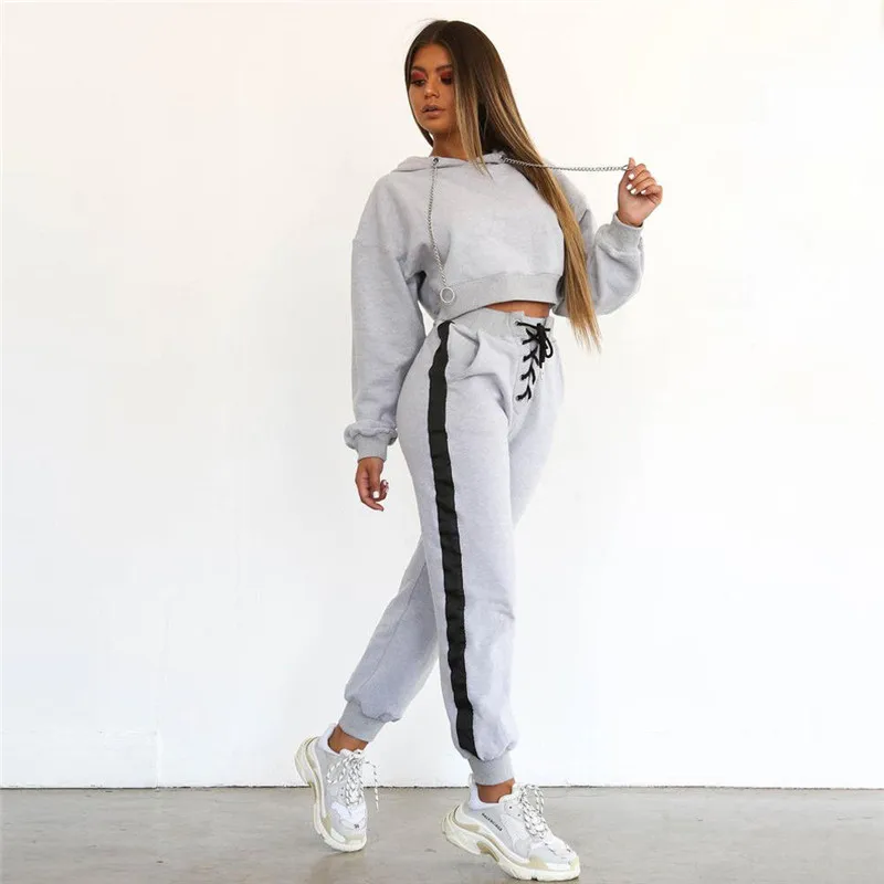 Женский спортивный костюм 2 предмета толстовки с капюшоном на молнии укороченные