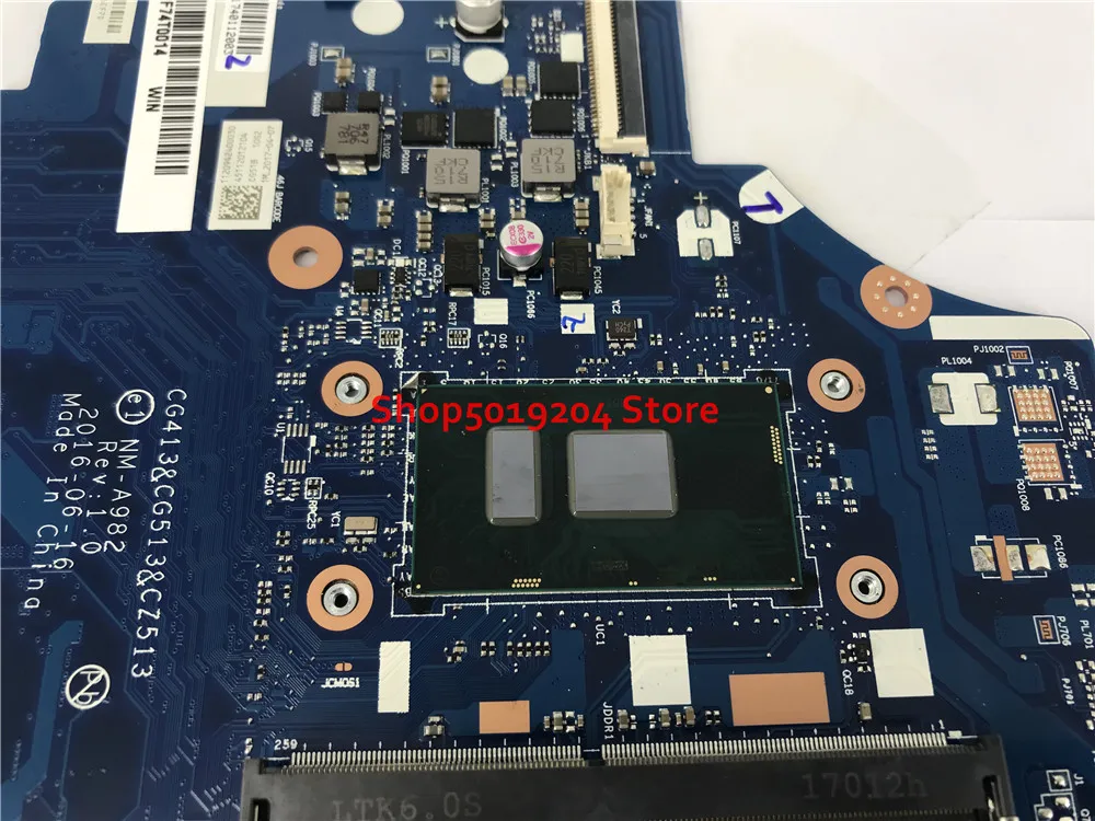

NM-A982 CG413 CG513 CZ513 For lenovo ideapad 310-15IKB laptop motherboard i7-7500U 5B20M31047 mainboard