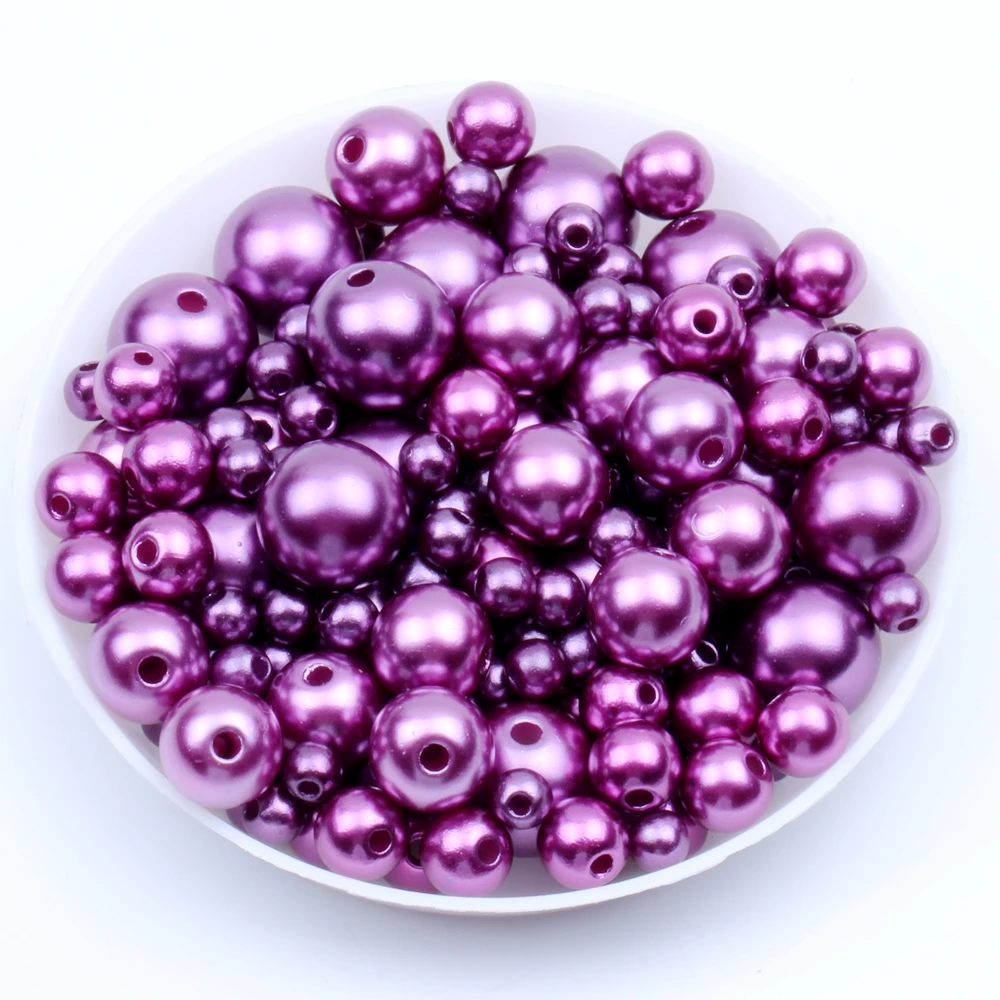 DARK PURPLE 4, 6, 8, 10 мм и разные размеры, разноцветные Круглые бусины с имитацией жемчуга, свободные бусины DIY, ожерелье, браслет, серьги, аксессуары - Цвет: DARK PURPLE